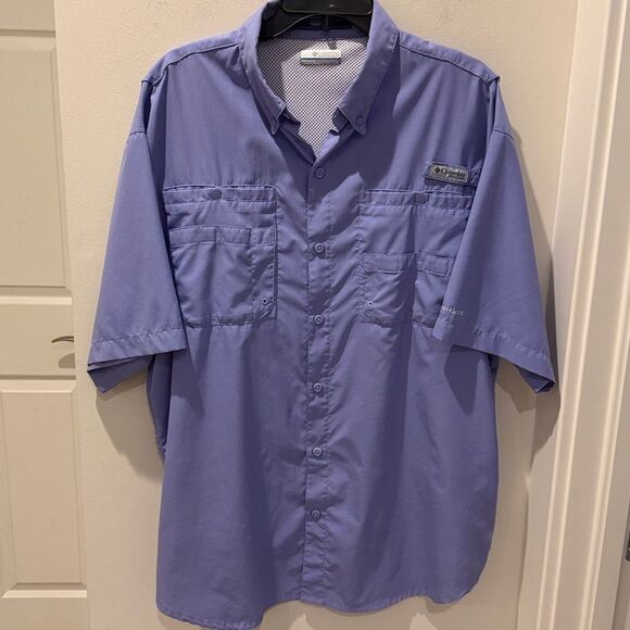 Columbia PFG Omni-Shade Tamiami Men's Purple Short Sleeve Shirt size Large - Picture 1 of 11